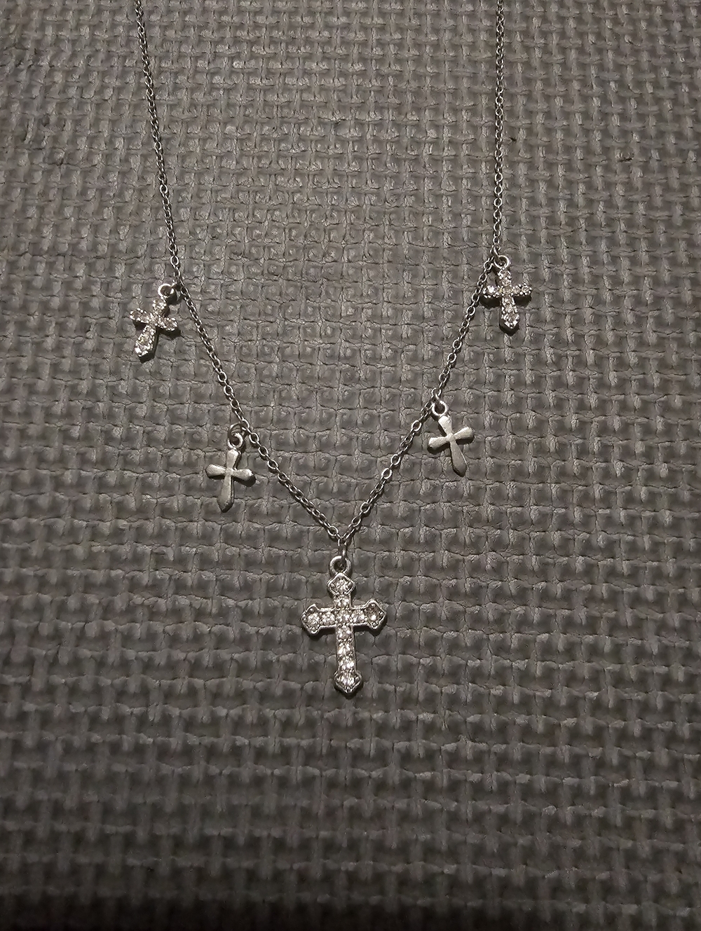 Silver Rhinestone Cross Necklace